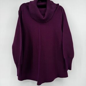 Purple Cowl Neck Tunic Sweater Women 1X Plum Oversized Comfy Minimalist Career